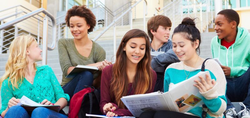Bruce College students revising together outside school