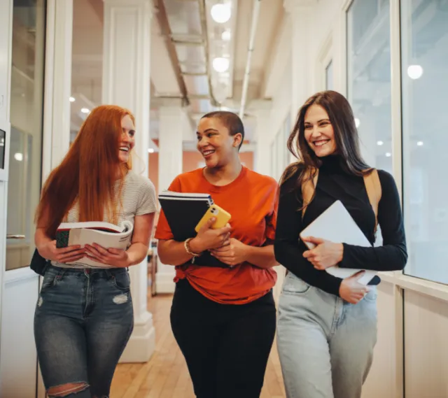 Female students laughing together