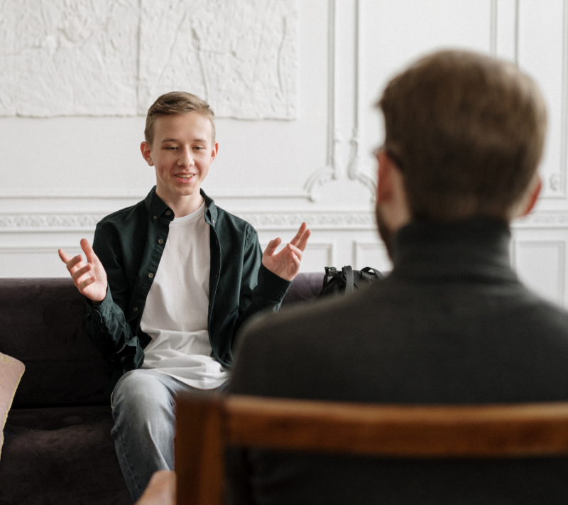 Guidance counsellor speaking with student