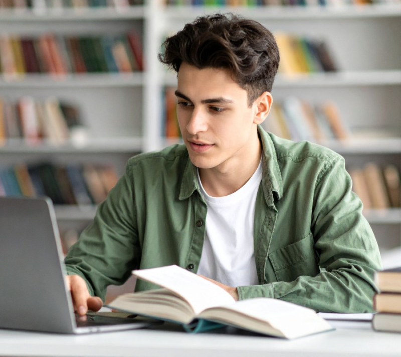 Male student studying