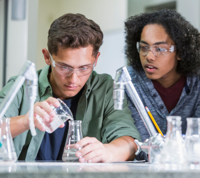 Male students in the Science lab