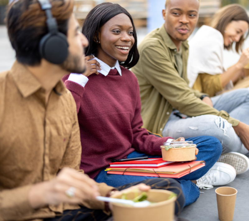Students having lunch together