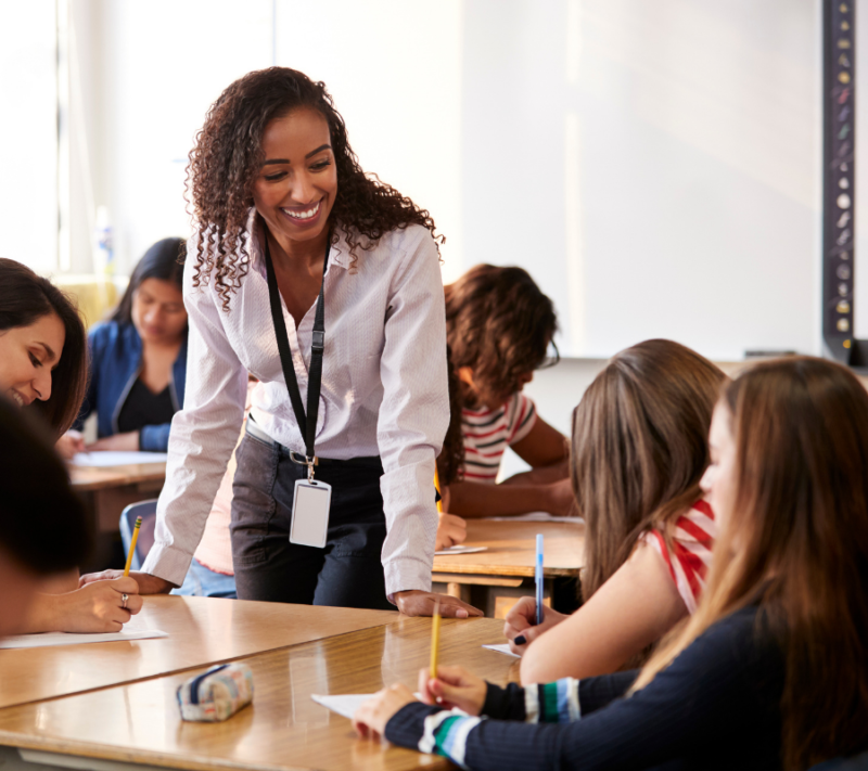 Teacher and pupils in classroom